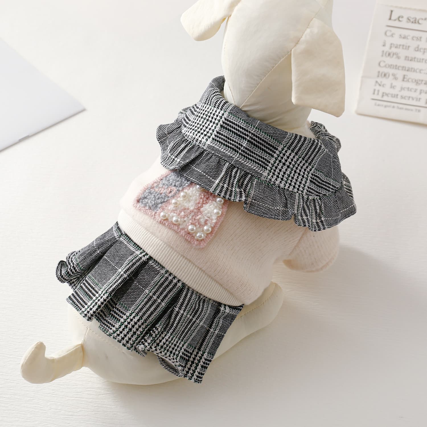 犬服 学院風フリルワンピース