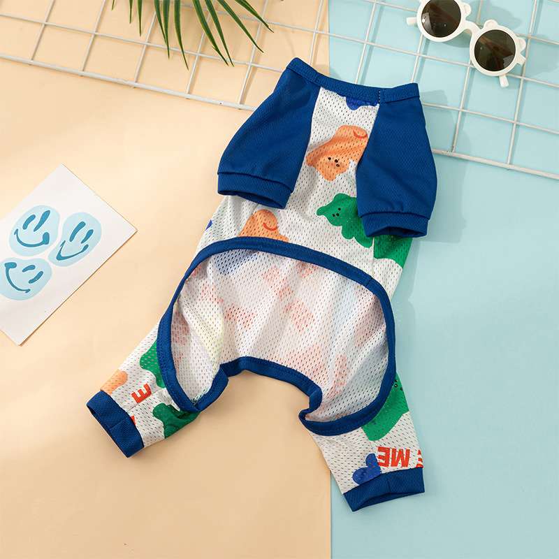 犬服 メッシュ素材のキュートな全身ロンパース