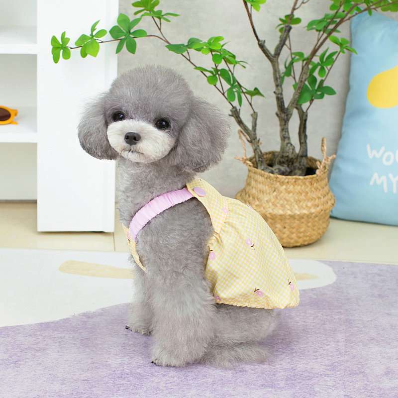犬服 ふんわり可愛いギンガムチェック犬用ロンパース