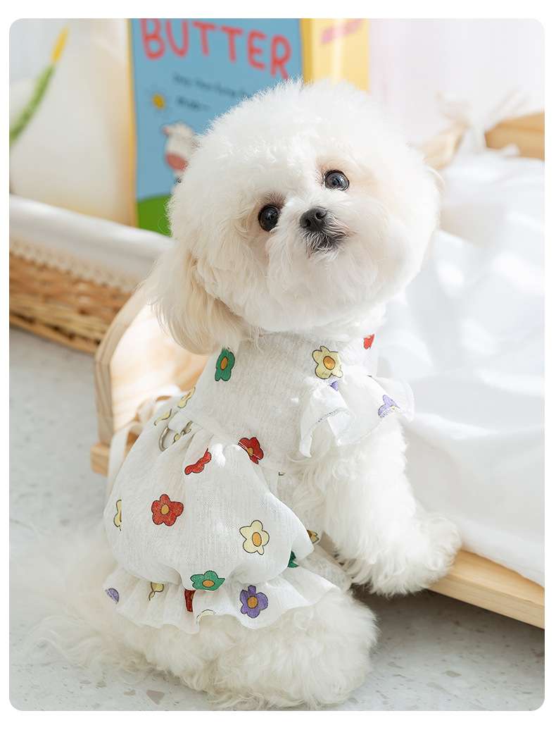 犬服 ふんわり花柄ワンピース 小型犬用