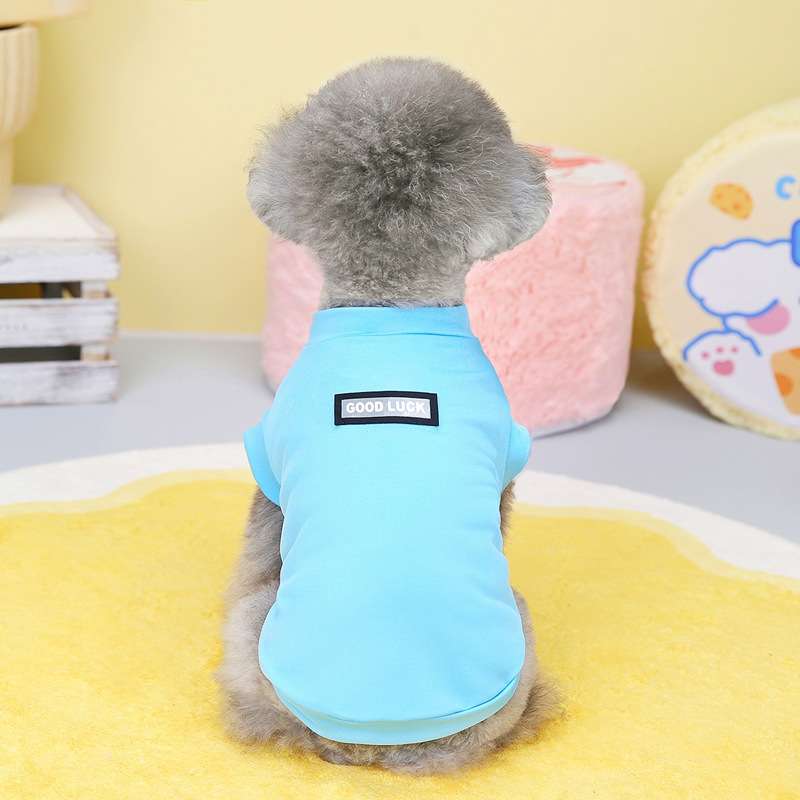 犬服 もこもこペット用Tシャツ シンプル背中ロゴ