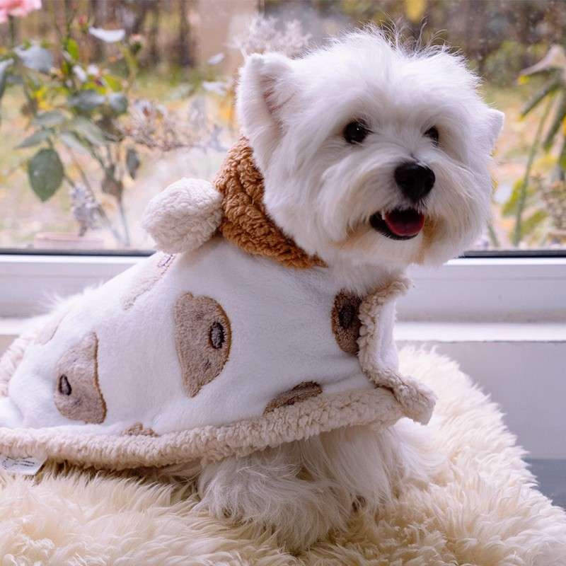 犬服 もこもこくまさん耳つき犬用パーカー