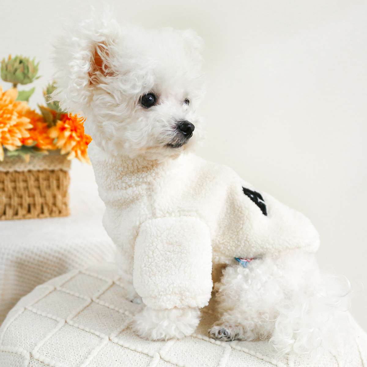 犬服 もこもこあったかジップアップパーカー