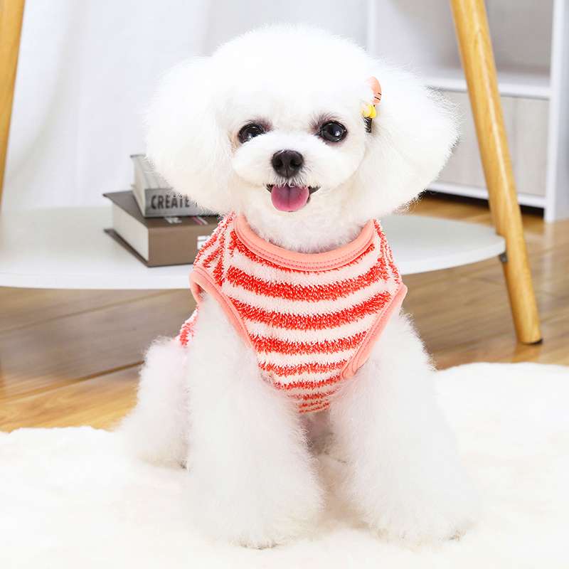 犬服 もこもこボーダー犬用タンクトップ