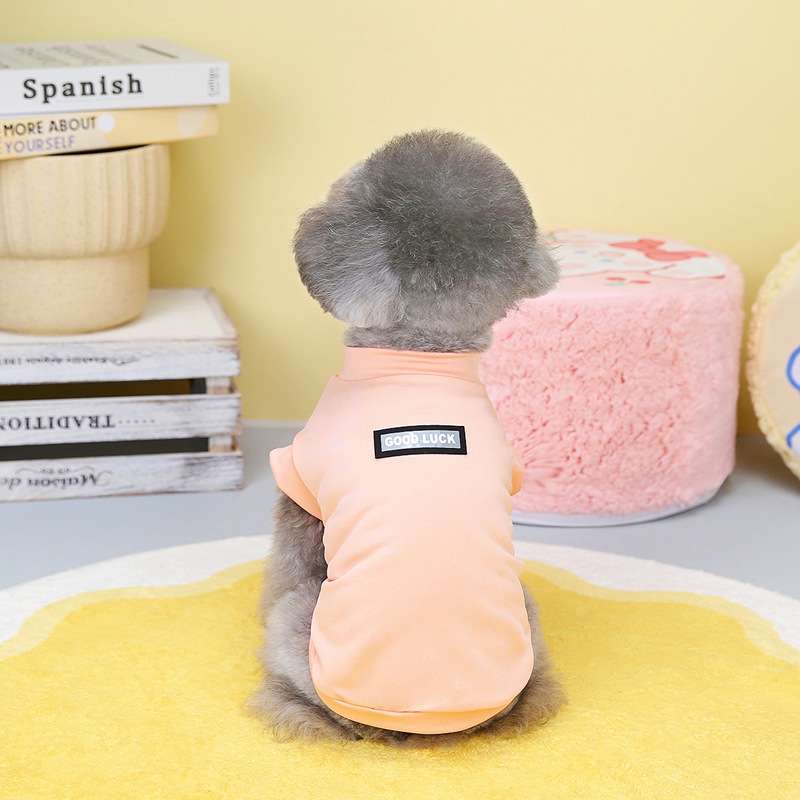犬服 もこもこペット用Tシャツ シンプル背中ロゴ