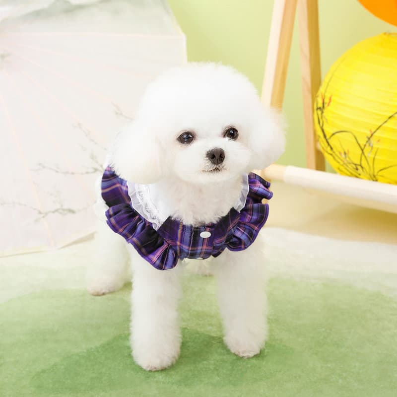 夏新作 チェック柄ワンピース 可愛い犬服 ペット用ドレス