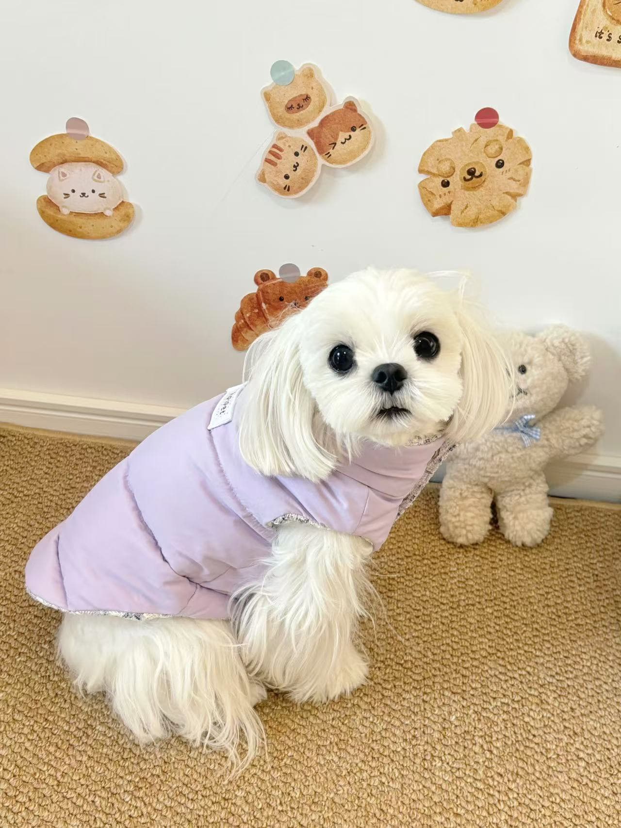 犬服 ふわもこ軽量ベスト風コート