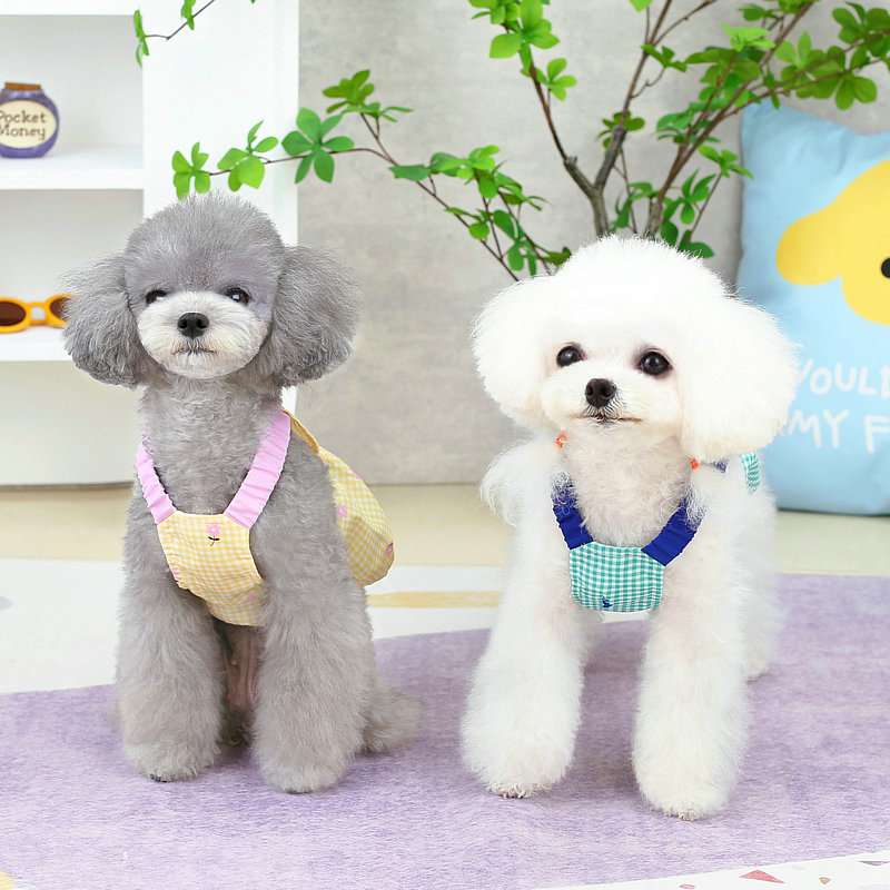 犬服 ふんわり可愛いギンガムチェック犬用ロンパース