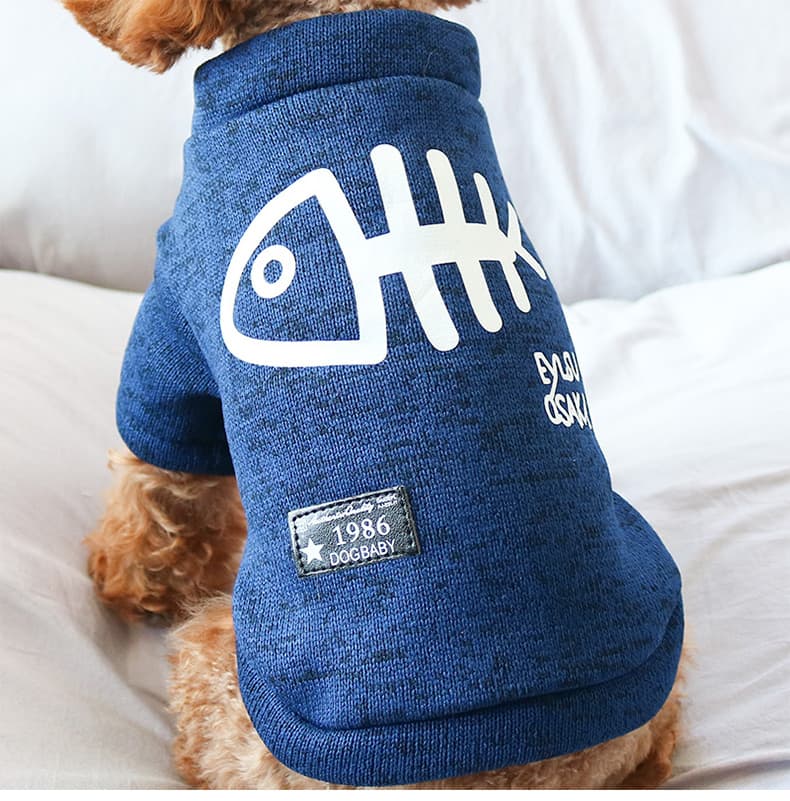 犬服 おさかなモチーフの暖かコート