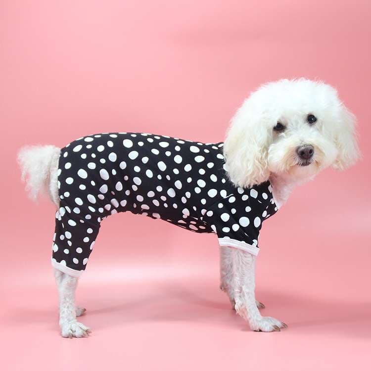 犬服 犬用水玉柄つなぎパジャマ