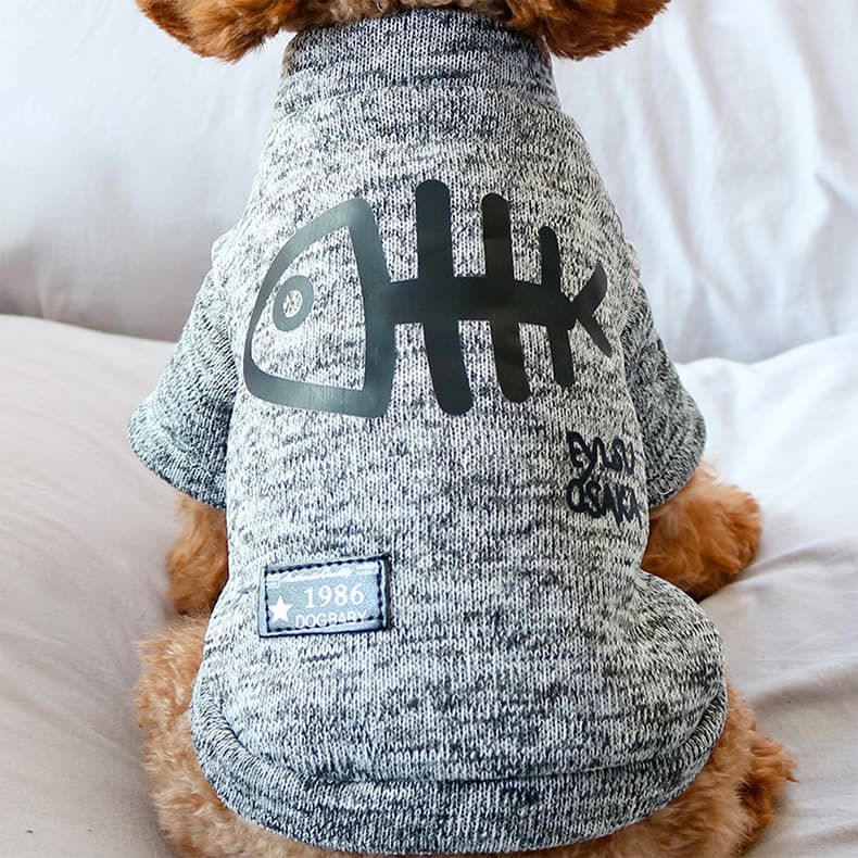 犬服 おさかなモチーフの暖かコート
