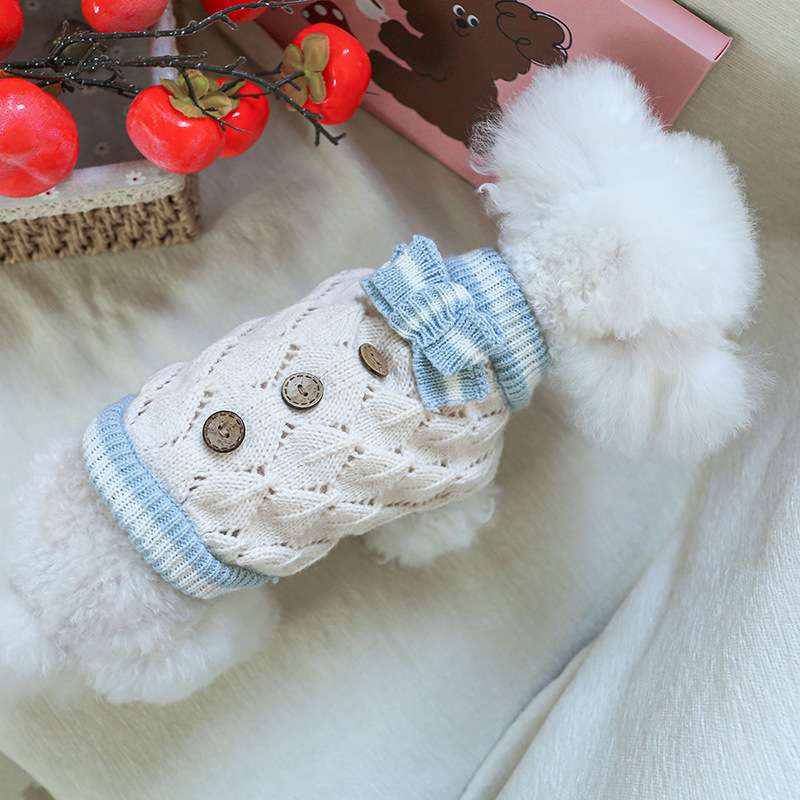 犬服 もこもこニットのダイヤ柄ドッグウェア