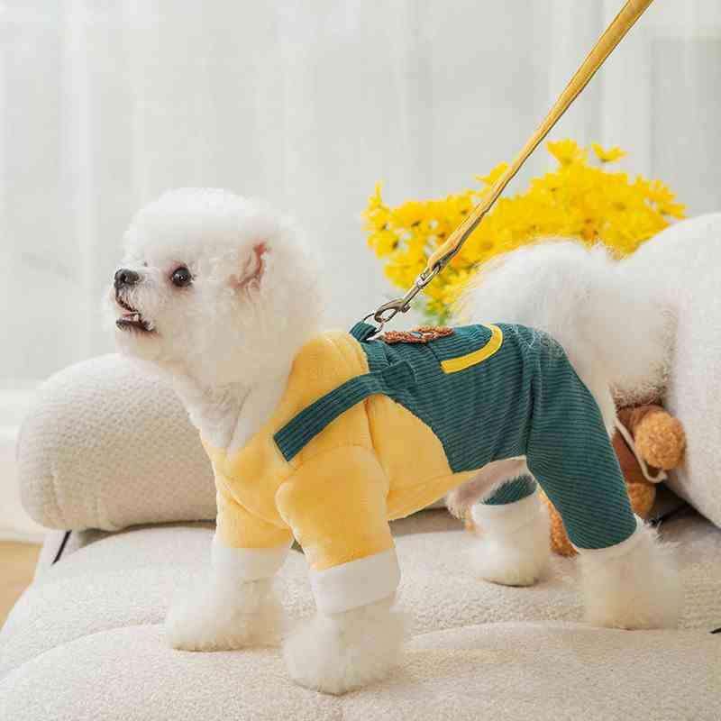 犬服 モコモコ小型犬用コーデュロイオーバーオール