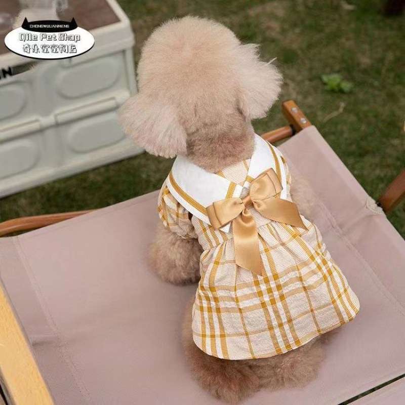 犬服 ワンちゃん用チェック柄ワンピース