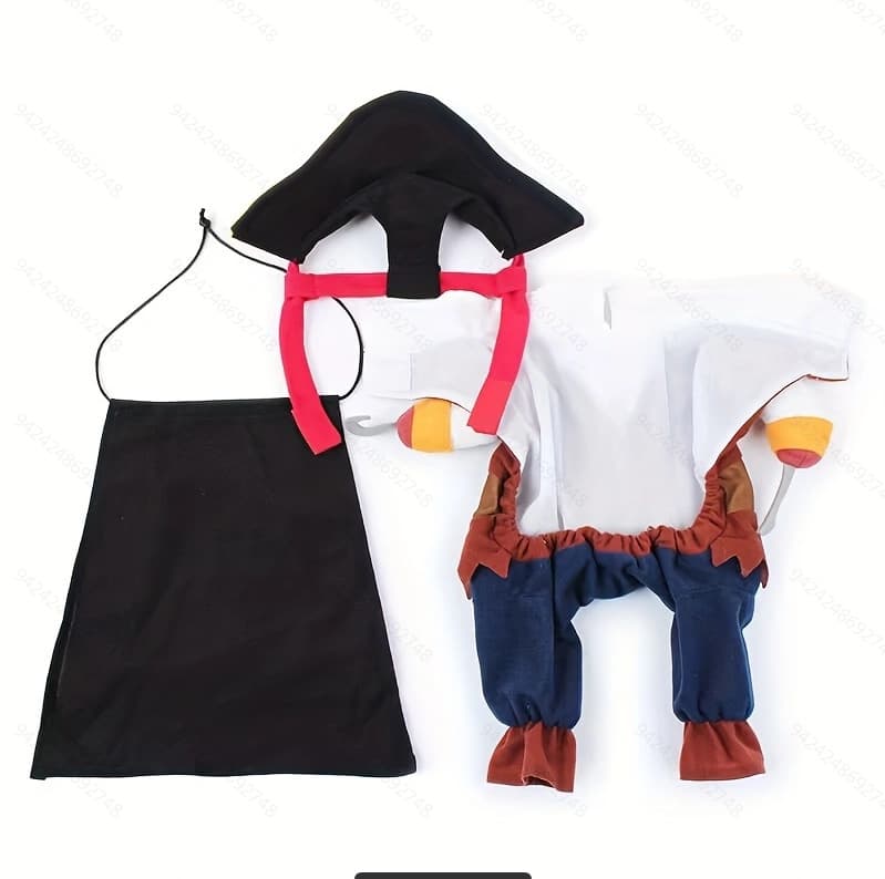 犬服 海賊船長なりきり変身つなぎ帽子付き